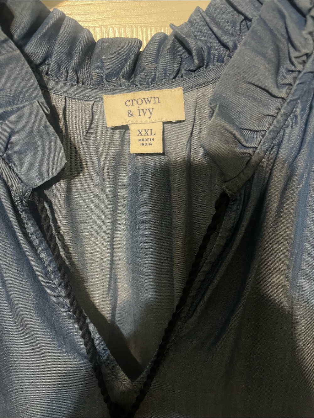 crown & ivy Navy Blue Sleeveless Tassel Ruffle Camisole - Picture 4 of 4